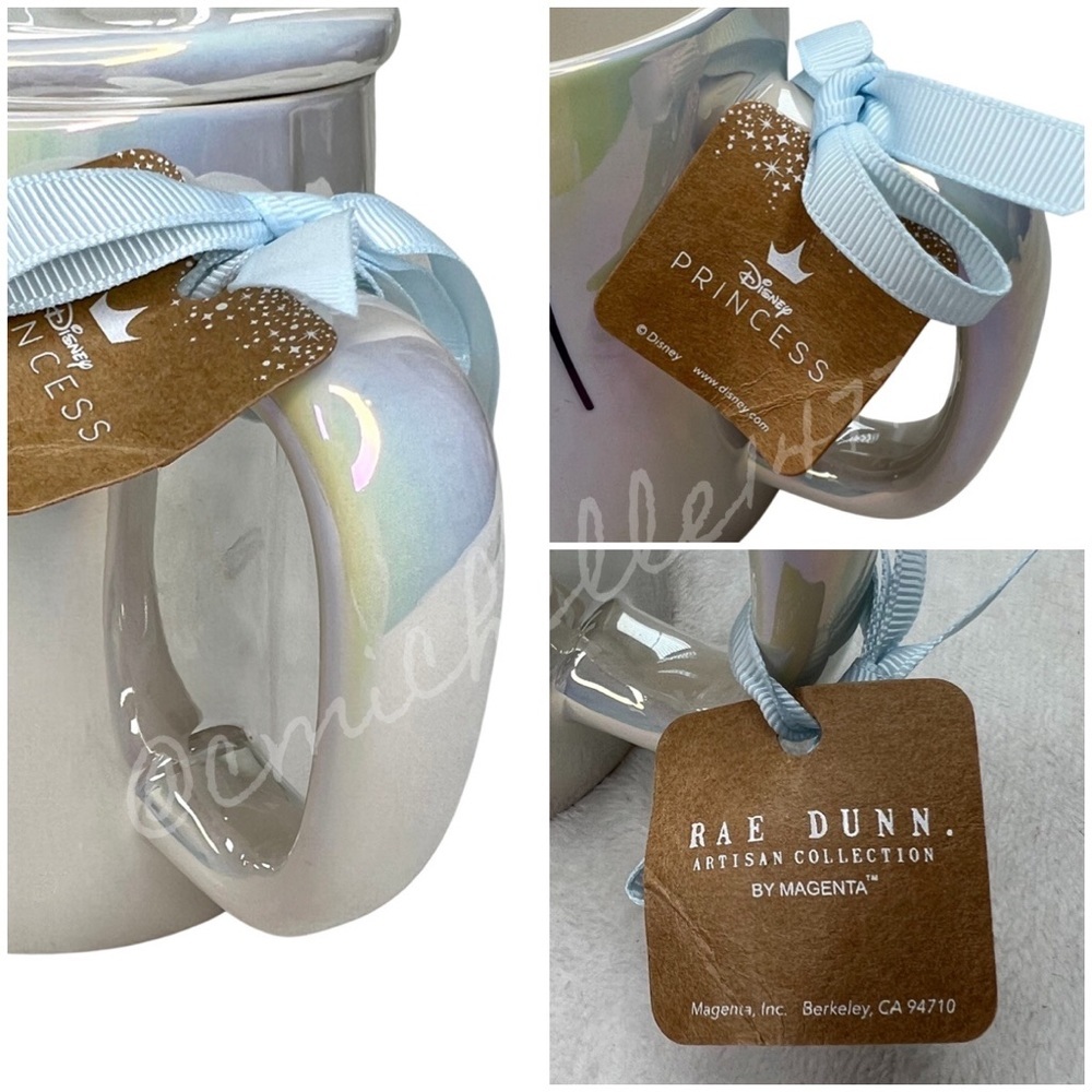 Rae Dunn Disney NEW CINDERELLA Mug Glass Slipper Iridescent Black LL Coffee Tea - Picture 15 of 17